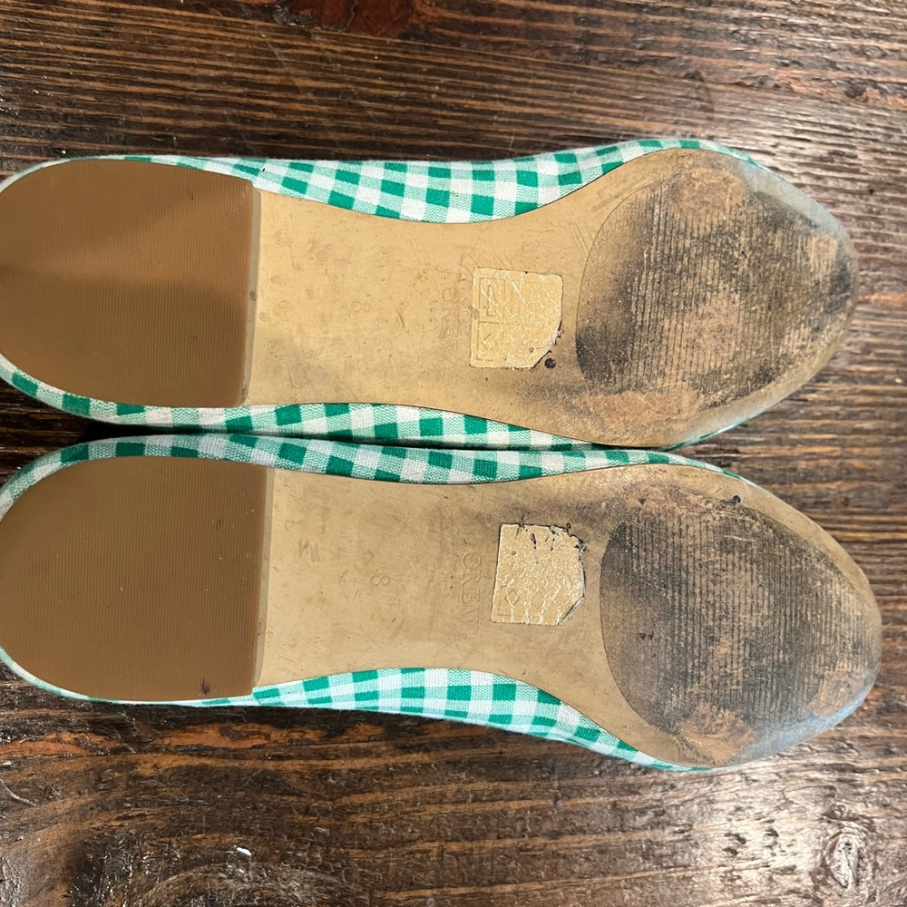 J. Crew Green and White Gingham Ballet Flats - Picture 3 of 3